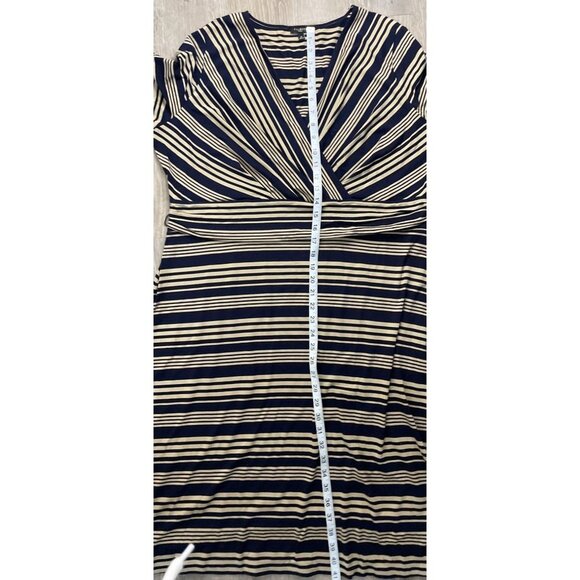 Talbots Tan Black Faux Wrap Short Sleeved Midi Dress Sz 1X - Picture 9 of 10